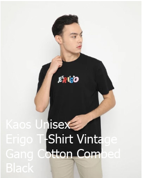 Kaos Unisex Erigo T-Shirt Vintage Gang Cotton Combed Black